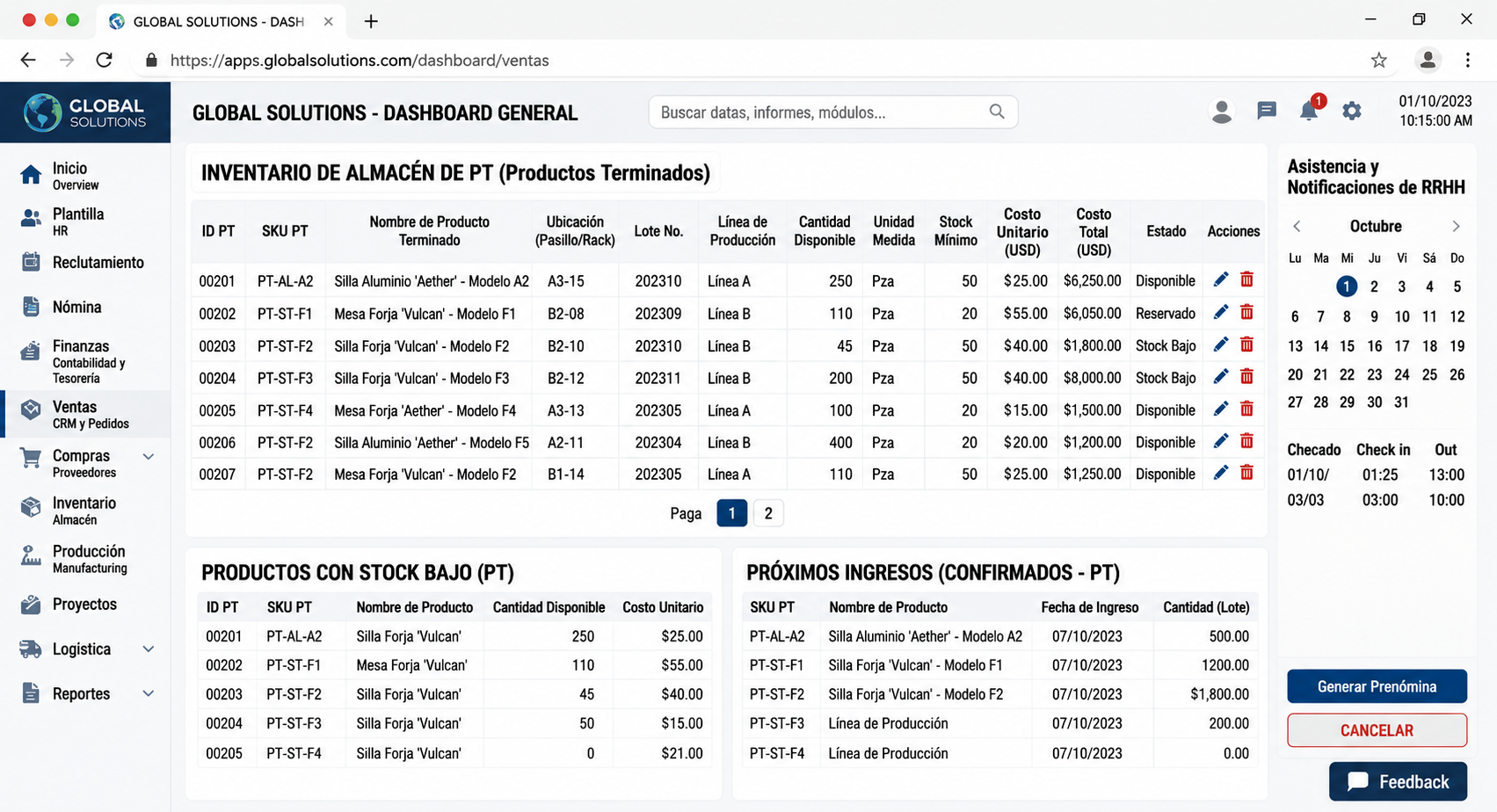 Inventario de Producto Terminado — LR Solutions