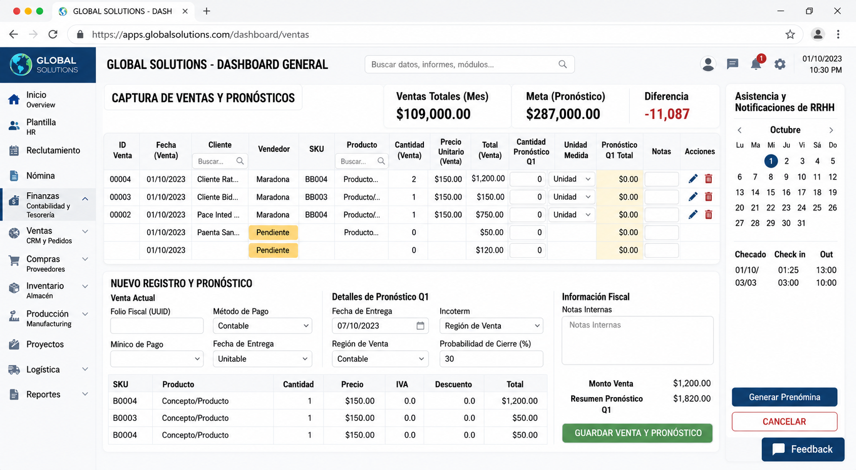 Módulo de Ventas y Pronósticos — LR Solutions